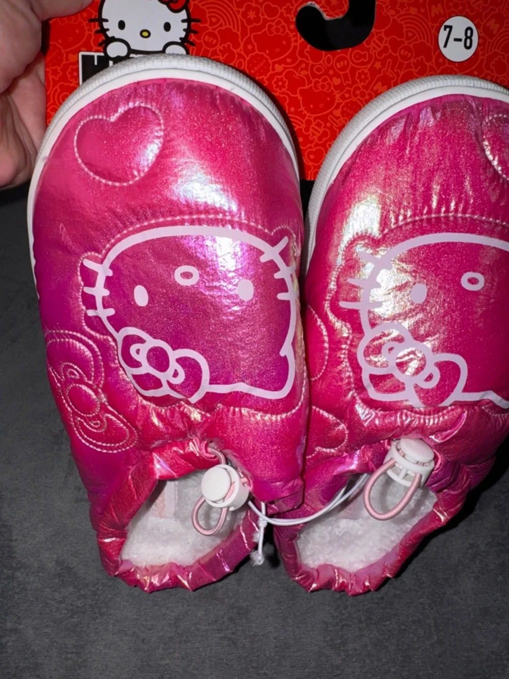 Hello Kitty-NWT Pink Metallic Slip-On Slippers Adult Size 7-8 - Picture 4 of 13